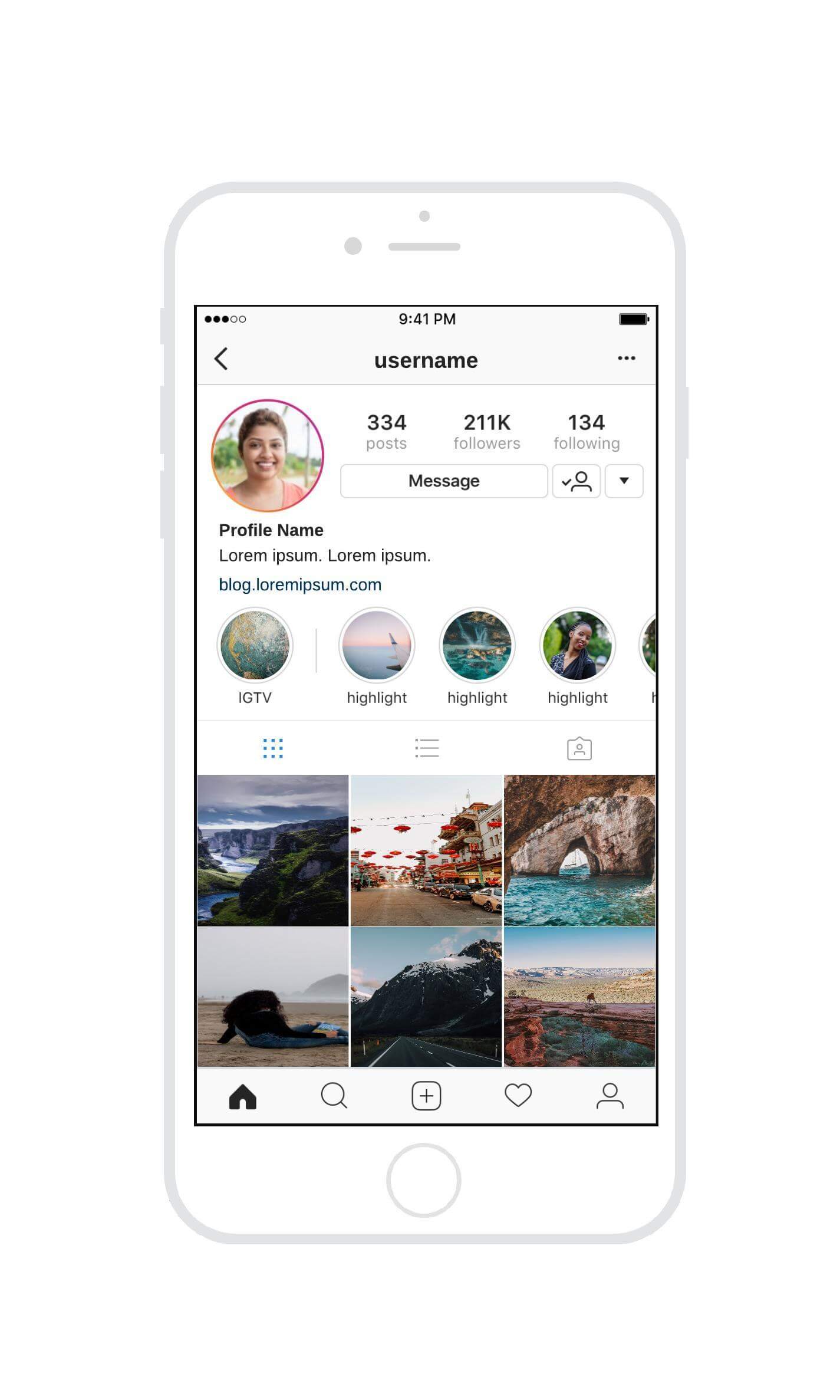 instagram wireframe template