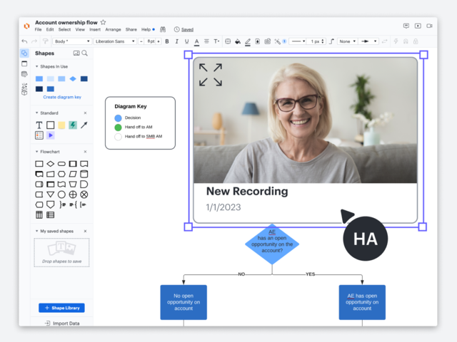 grabación de video asincrónica con elementos visuales